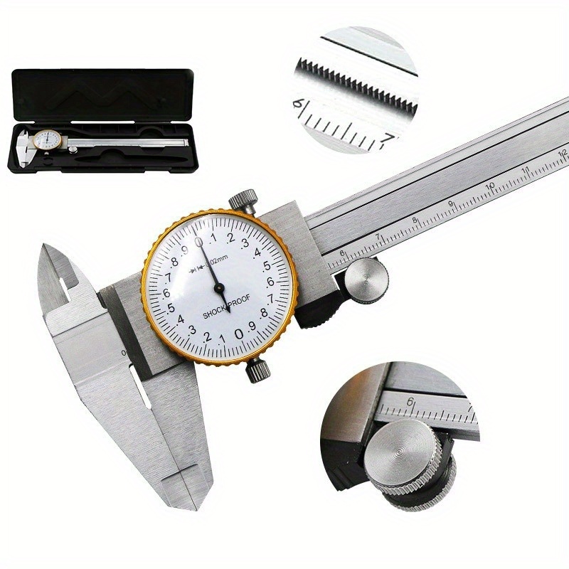 

Dial Calipers 0-150mm 0.02mm High Precision Industry Stainless Steel Vernier Caliper Shockproof Metric Measuring Tool