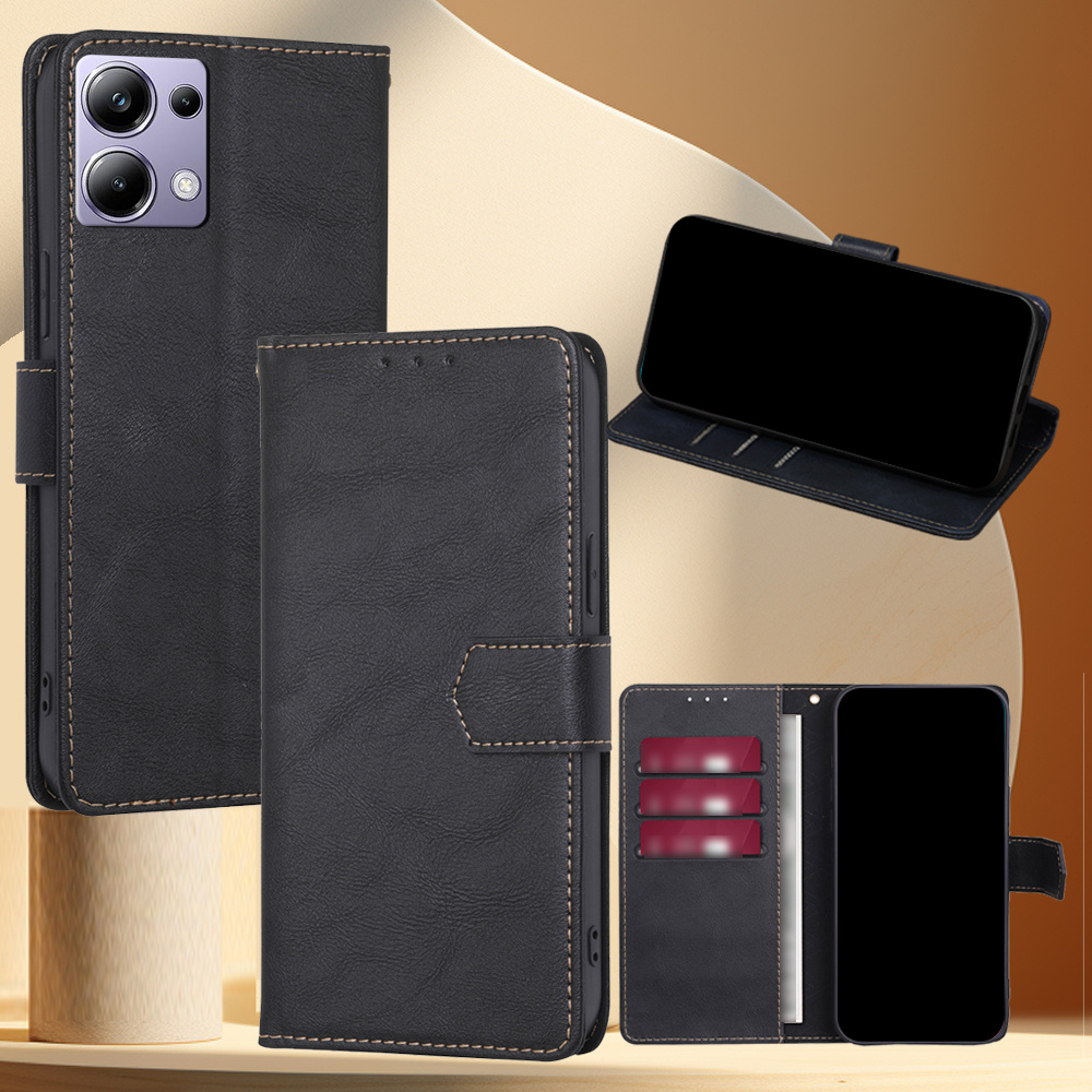 

elegant Design" Xiaomi Poco M6 Pro Wallet Case - Rfid Blocking, Card Slots & Stand Feature, Tpu/faux Leather