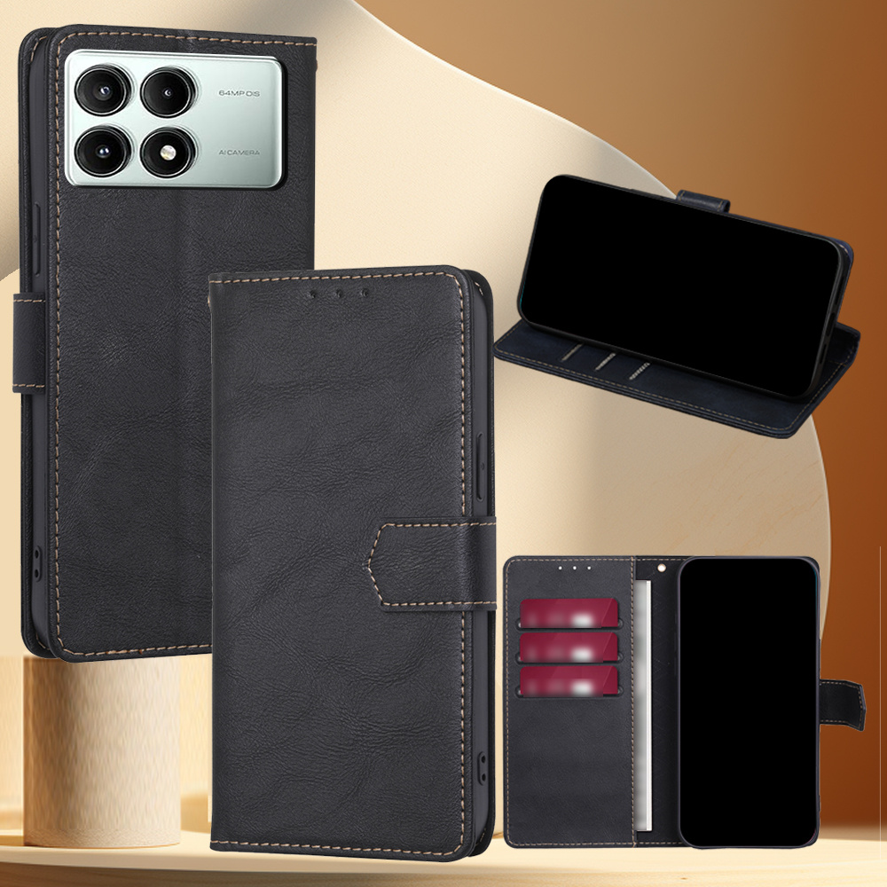 

1pc Faux Leather Flip Phone Case, With Card Holder And Phone Stand, Suitable For Xiaomi Poco X6 5g Poco X6 Pro 5g