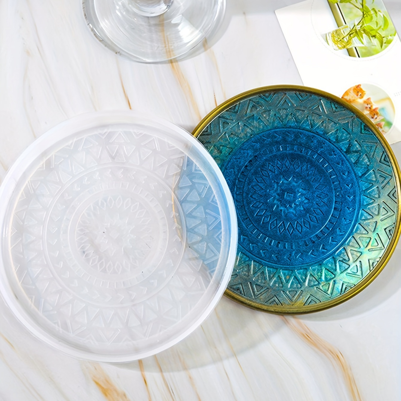 

Mandala Flower Pattern Silicone Coaster Mold - Round Crystal Epoxy Resin Cup Mat Mold For Diy Crafts (1pc)