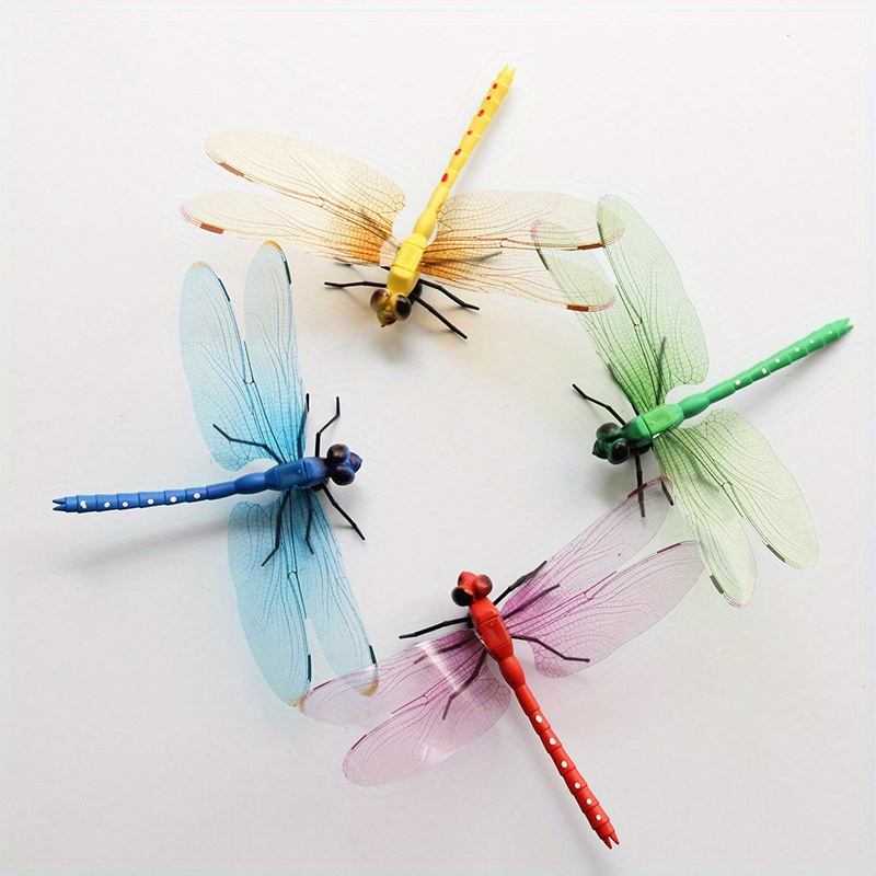 

3/6pcs Rustic Dragonfly Garden Stakes, Plastic Outdoor Patio Decor, Fall Thanksgiving Flower Pot Ornaments, Country Style Room Decoration