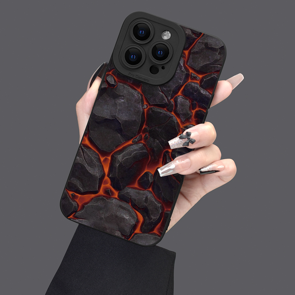 

Lava Pattern Tpu Case - Shockproof, Anti-fall Full-body Protection Cover For 15, 14, 13, 12, 11, Xs, Xr, X, 7, 8, Mini, Plus, Pro, Max, Se - Unisex Design