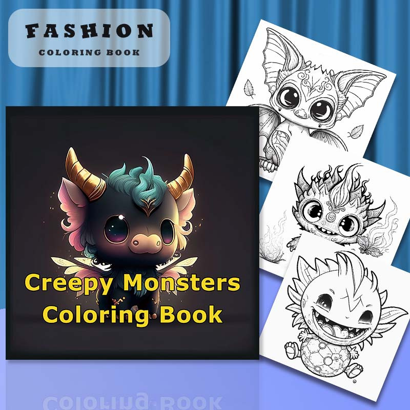 

Deluxe Edition Cute Horror Monster Coloring Book - 22 Thick Pages, Fun & Creative Gift For Birthdays And Holidays