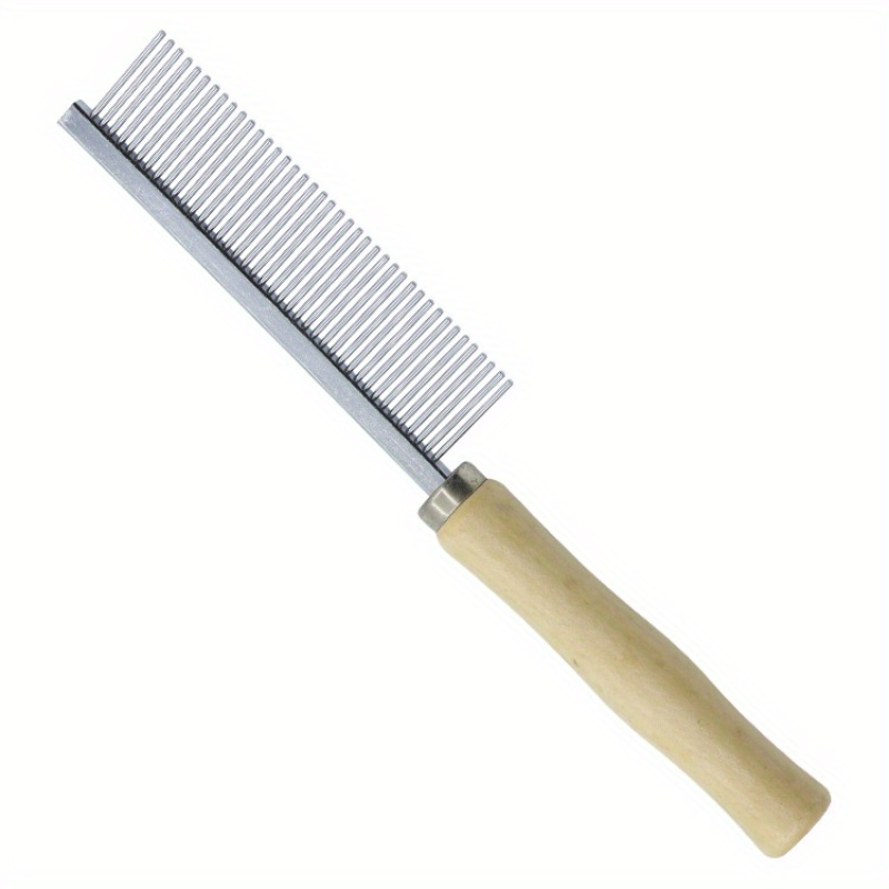 Premium Stainless Steel Pet Grooming Comb For - Wooden Handle, Single & Double Row Options For Detangling And Shedding