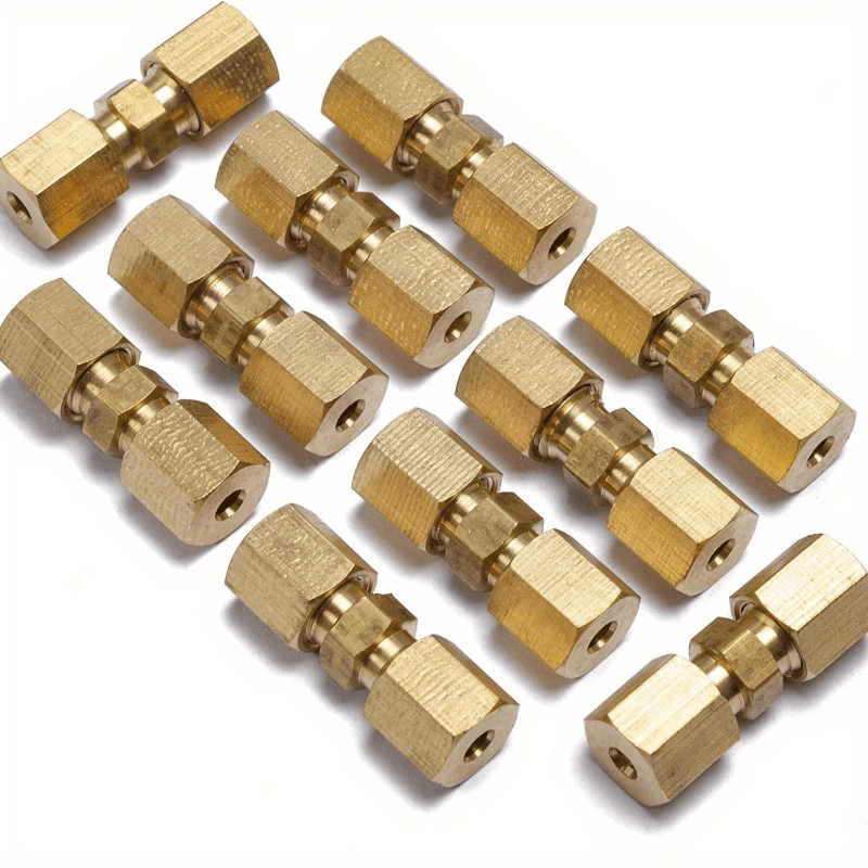 

10pcs, 3/16inches Od Brake Line Fittings Compression Union, Brass Compression Fitting