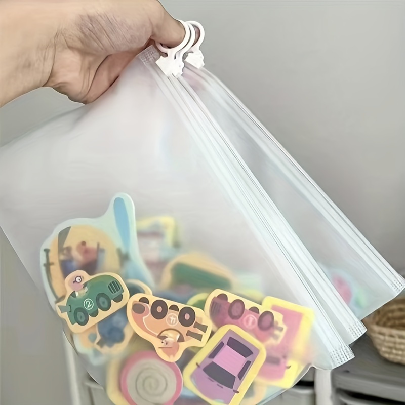 

20pcs Acrylic Ziplock Storage Bags, Frosted Transparent, Large Capacity, Waterproof, Portable Organizer For Daily