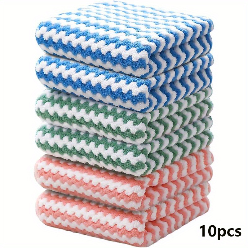 

10pcs Ultra- Fleece Microfiber Dish Cloths - , Reusable & Machine Washable Cleaning Towels For Kitchen, Bathroom & Car