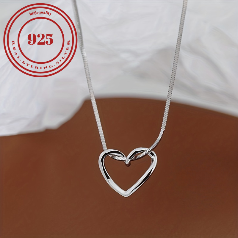 

S925 Silver Hollow Heart Necklace, Stylish Multi-functional Collarbone Chain, Jewelry For Christmas, Valentine's Day Gifts, Wedding Anniversary Valentine Gifts 3.4g/0.12oz.