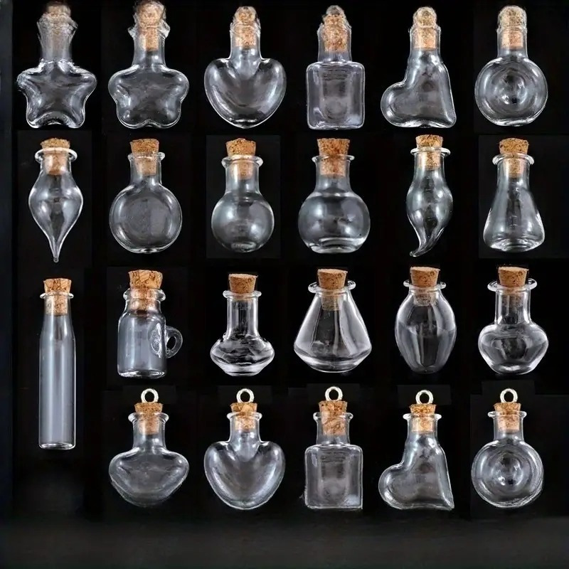 

10pcs Mini Transparent Drift Bottle, Wishing Bottle Wooden Stopper Small Glass Bottle Pendant, Bottle Perfume Bottle Mobile Phone Pendant, For Home Room Living Room Office Decor, Wedding Props