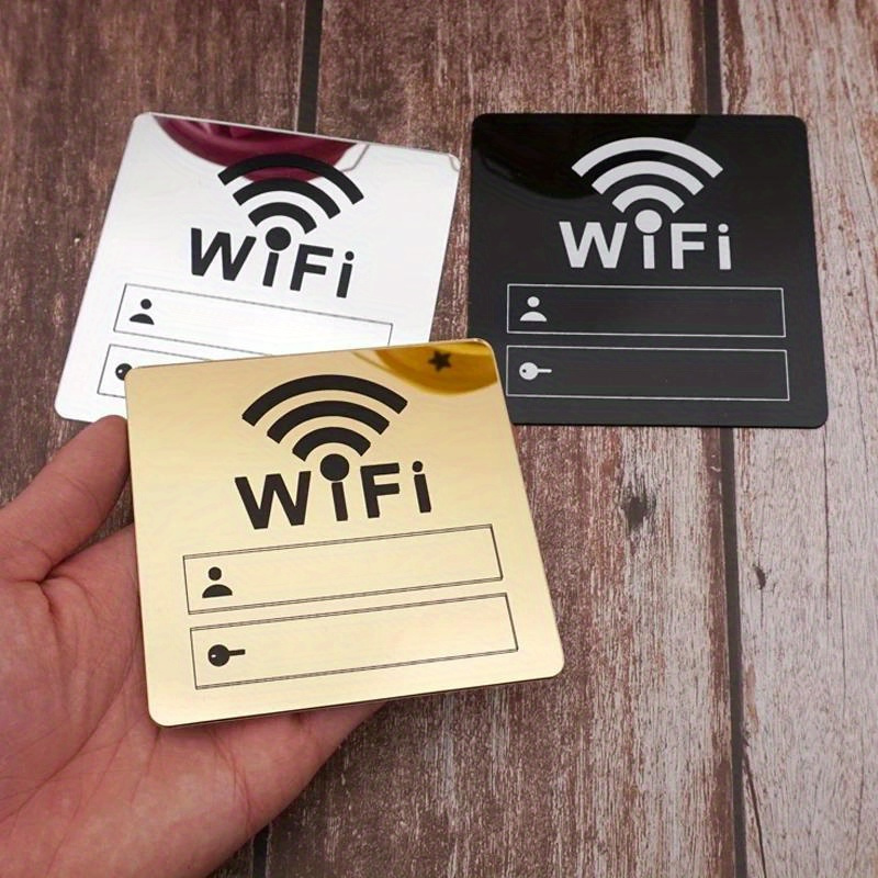 

Acrylic Wifi Sign Sticker With Mirror Surface - Glam Style 3d Mirror Wall Sticker For Password And Account Display In Public Places, Shops, And Homes