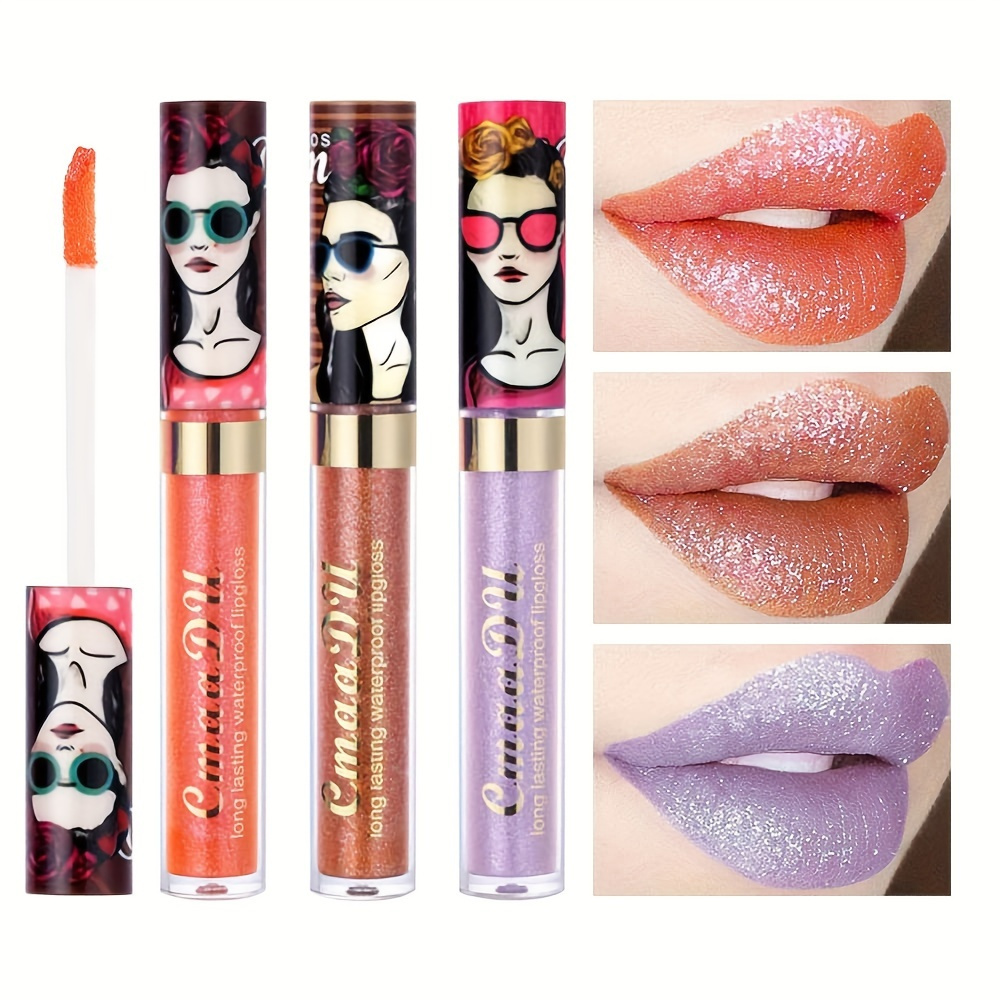 

Pretty Girl Lip Gloss - Sparkling Diamond Glitter Liquid Lipstick, Long-lasting Shimmer, Lightweight Moisturizing Formula, Various Shades
