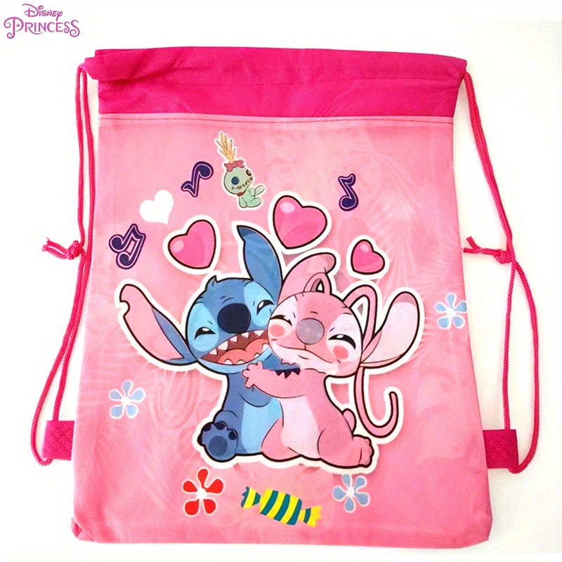 

Disney Licensed Stitch Design Drawstring Bag, Non-woven Fabric, Lightweight, Fashionable Cinch Bag With Cute Character Print