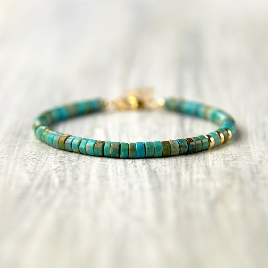 

Gemstone Bracelet Genuine Turquoise Bracelet Gift For Mom Blue Turquoise Jewelry Minimalist Bracelet