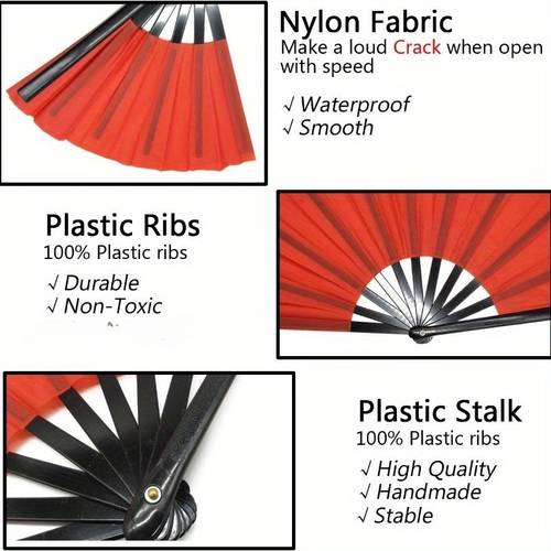 2pcs retro folding hand fans black red with durable plastic portable cooling fans for tai chi dance performances summer home decor holiday gifts chinese fan handheld sleek traditional stripe pattern lightweight construction