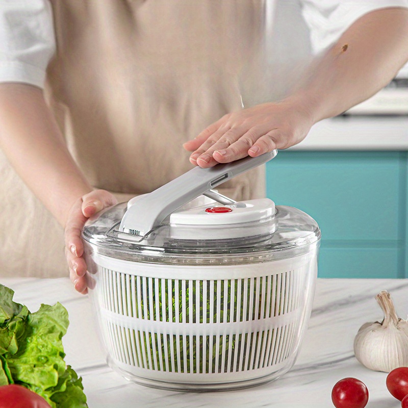 

1pc, Salad Spinner, Large Capacity Plastic Manual Fruit And Vegetable Dehydrator, Easy Press Water Drainer For Kitchen, Salad Spinner With Quick Dehydrate Function For Home Use