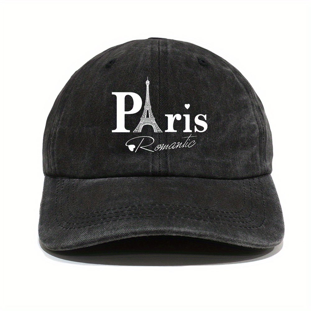 

Cool Classic Retro Curved Brim Baseball Cap, Paris Print Distressed Cotton Trucker Hat, Snapback Hat For Casual Leisure Outdoor Sports, 14 Colors Available