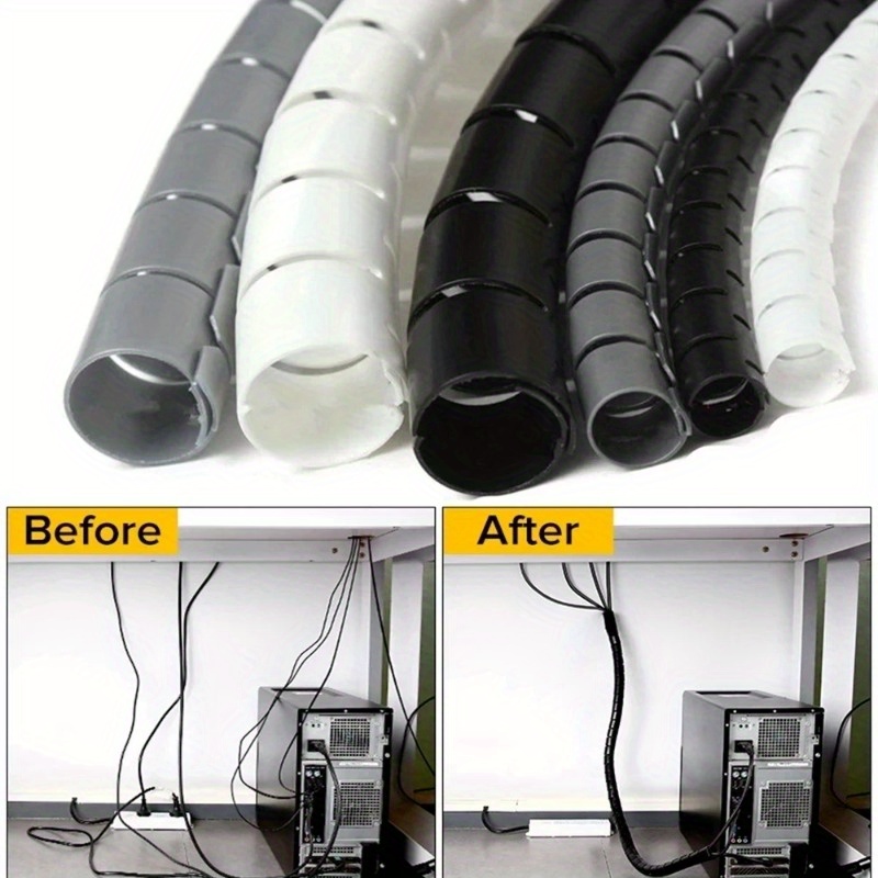 

2m Flexible Spiral Cable Wire Protector Cable Organizer Computer Cord Protective Tube Clip Organizer Management Tools 16/10mm