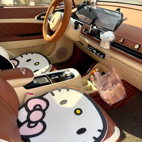 1pc Sanrio Hello Kitty Car Seat Cushion Cover, Kawaii Seat Cushion Set Car Decor All-season Universal Seat Cushion, Cartoon Car Interior Seat Cover For Travel Car Accessories Supplies