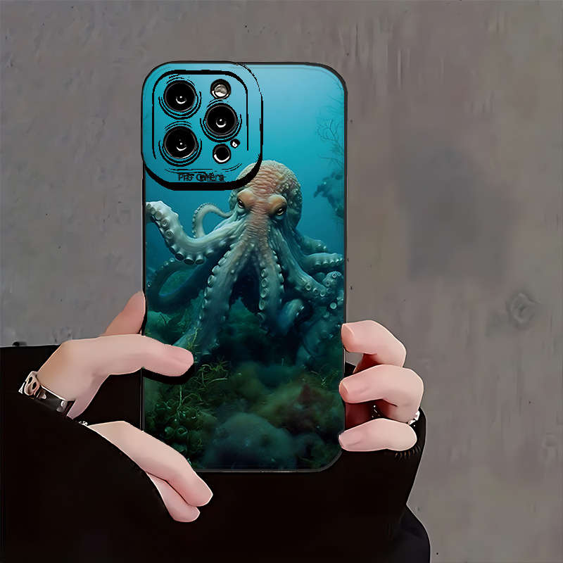 

Ba0008 Deep Sea Octopus - Black Angel Eye Frosted Tpu Painting - None