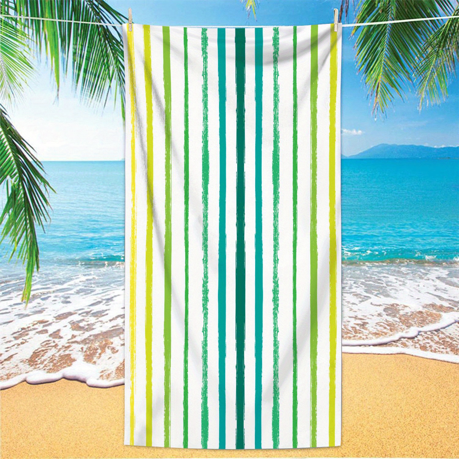 

Ultra--dry Beach Towel - Large, Striped Microfiber Towel For Yoga, Swimming & Running - Absorbent & Comfortable