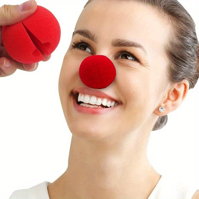 

25/50pcs Red Ball Foam Circus Clown Noses, Adorable Carnival Cosplay Props, Costume Party Halloween Festival Make Up Accessories
