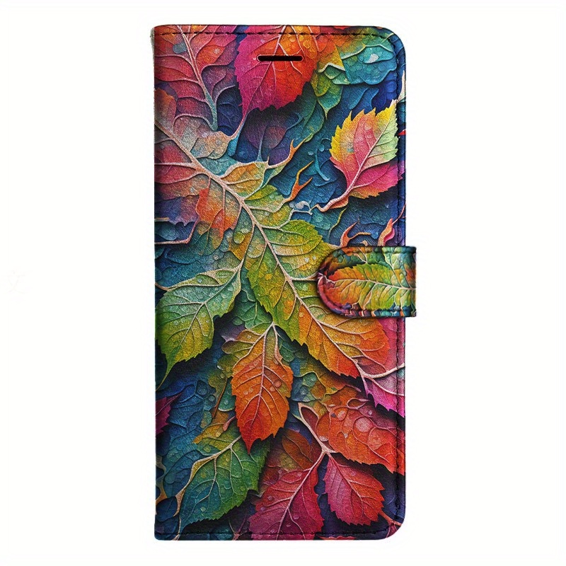 TEMU Phone Case - Wallet Case With Colorful Leaves For For Models Including S8, S9, S10, M10, A30s, A50s, Note 10, 20, And
