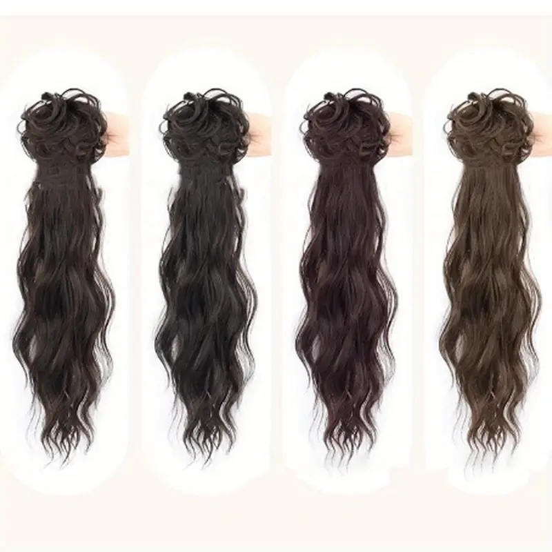 womens vintage inspired messy bun extended length ponytail hairpiece fashionable everyday wear natural curly synthetic clip in low ponytail extension for all hair types details 5