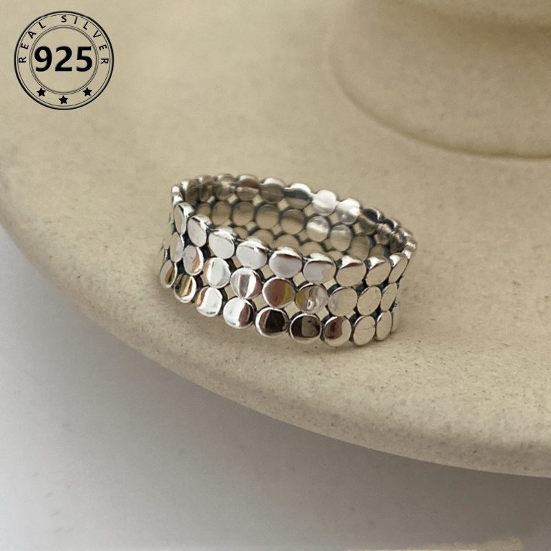 TEMU Un anillo chic y de plata 925 con un vintage, ideal para uso diario, ocasiones festivas o como regalo para hombres y mujeres en días especiales