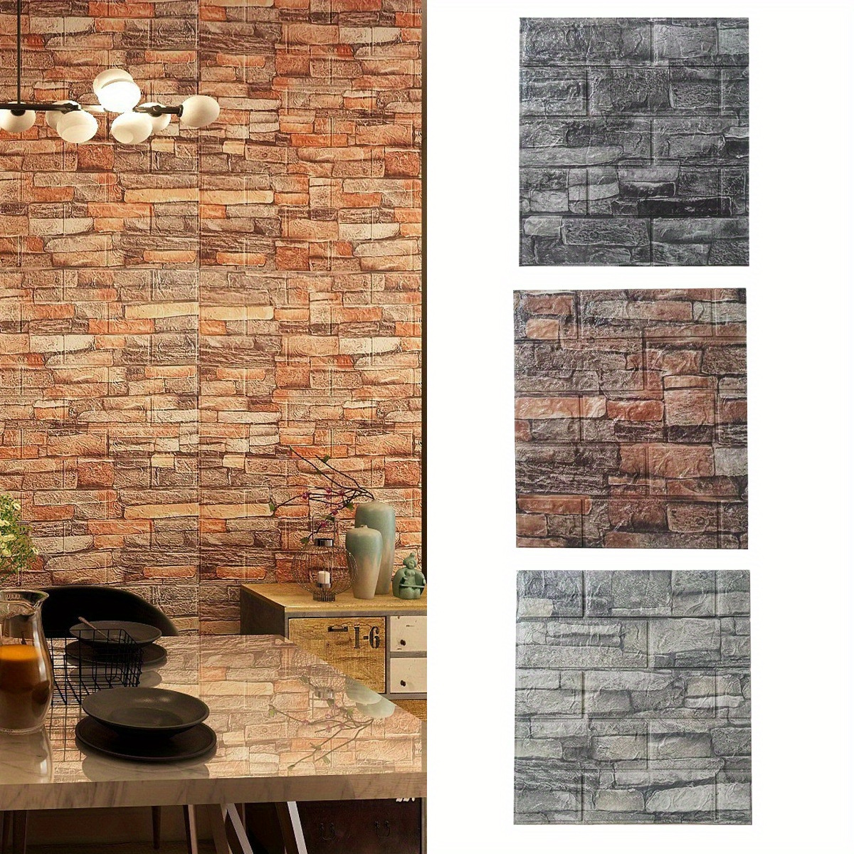 60枚 3D壁紙 DIY レンガ シール ホワイト ウォールステッカー 防水 60枚 】3D壁紙 DIY レンガ シール ホワイト ウォールステッカー 防水
