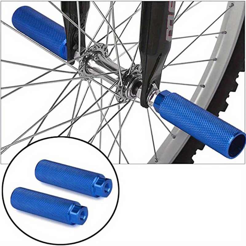 

2-pack Bmx & Mountain Bike Pegs, Aluminum Non-slip Sturdy Footrests, Universal 3/8" Fit For Trick Biking, Available In Blue, Black And Red Options