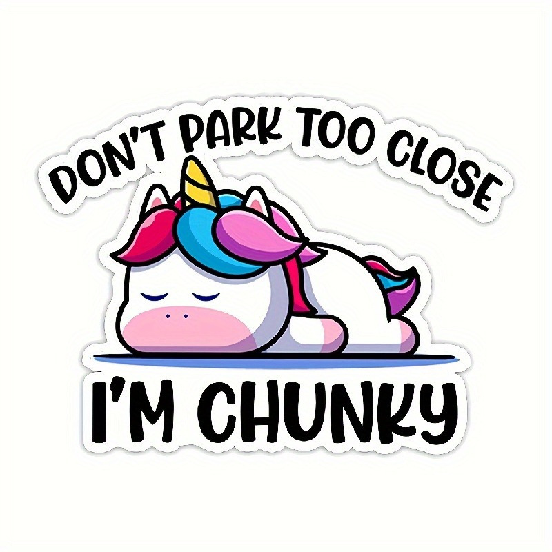 

1pc Polyvinyl Chloride Funny Cow Cartoon Sticker, Chunky Unicorn Car Decal, Don't Park Too Close Bumper Decor For Laptop, Truck, Window