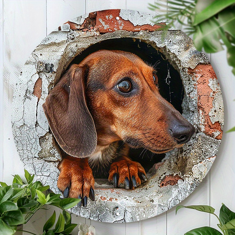 

Dachshund Retro Tin Sign - 8x8 Inch Round Aluminum Metal Sign For Indoor And Outdoor Home, Garden, Living Room, Bedroom Decor