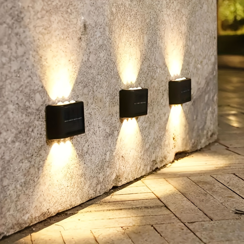 

Solar Deck Lights Outdoor 4-pack - Waterproof 6 Led Solar Powered Wall Lamps, Abs Material, For Garden, Courtyard, Street, And Fence Decoration