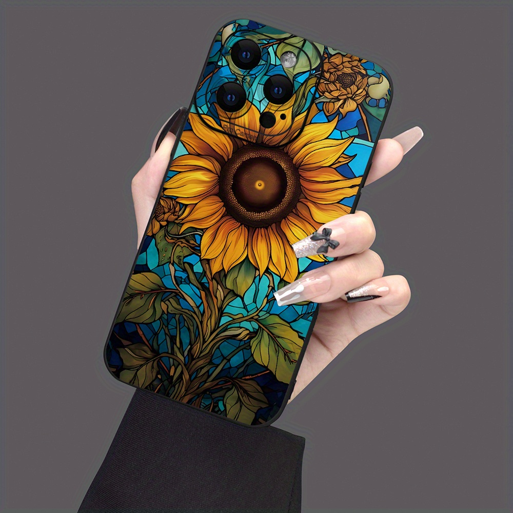 

Sunflower Pattern Tpu Phone Case, Shockproof Anti-fall Full Body Protection For 15/14/13/12/11/xs/xr/x/7/8/mini/plus/pro/max/se - Men And Women