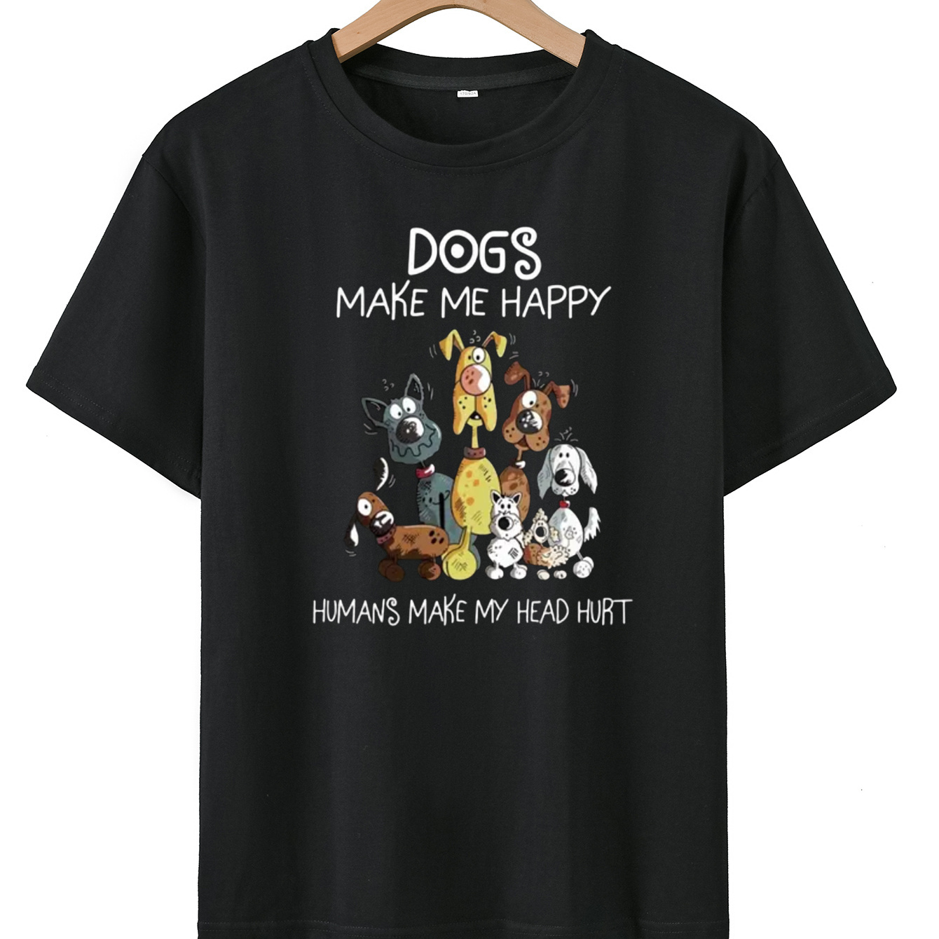 

Dogs Make Me Happy Print T-shirt For Boys, Short Sleeve Casual Top, Summer Outdoor Daily Wear