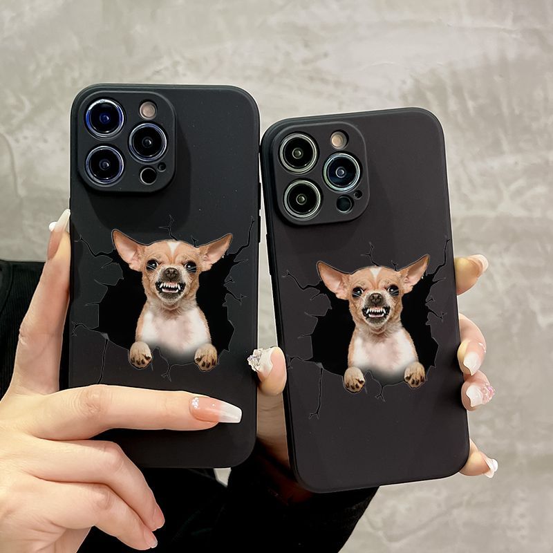 

3d Chihuahua Cute Puppy Design Tpu Phone Case - Matte Black Protective Cover For