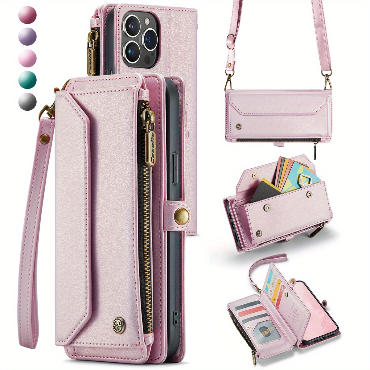 Wallet Phone Case Support Wireless Charging with Blocking Card Holder, Flip Folio Book Faux Leather Protective Phone Cover for iPhone 16e/16/11/12/13/14/15 Pro Max/15 Plus/13 Mini/7/8 Plus/SE 2022/SE 2020 - Image 14