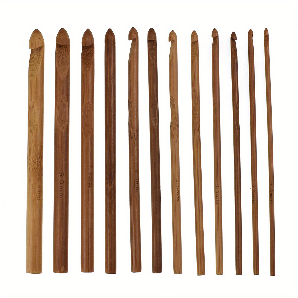 Image of 12pcs/set Bamboo Crochet Hook Set - 11 Sizes For Versatile Knitting And Weaving Projects - Ergonomic Handle For Comfortable Use - Ideal For Home And Handmade Accessories