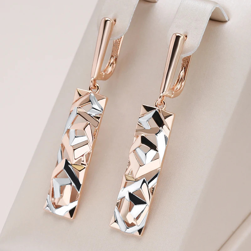 

1 Pair Wide Drop Earrings For Women Golden Silvery Long Earrings Ethnic Retro Jewelry