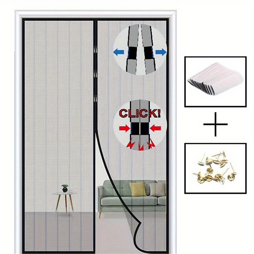 

1pc, Magnetic Screen Door With Heavy-duty Mesh & Self-sealing Closure, Bug & , , Contemporary Style