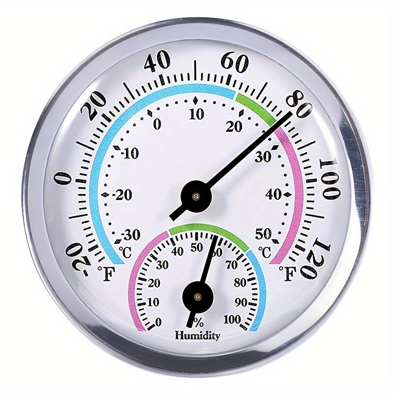 

1pc Thermometer Hygrometer, 2 In 1 , Aluminum, Reusable, No Required, For , , , Adult Use