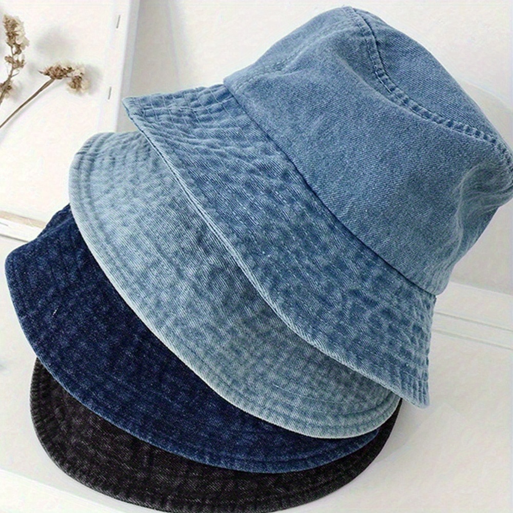 

Unisex Denim Bucket Hat, Fashionable Wide Brim Cap, Spring/summer Sun Hats, Casual Street Style Cap
