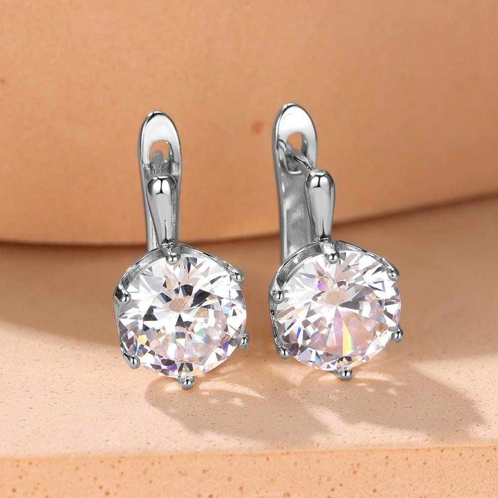 TEMU 1 Par de Pendientes Colgantes de Lujo Dorados Plateados para Mujer y Hombre, Fáciles de Colocar, Brillantes, Grandes, de Circonita Sintética,