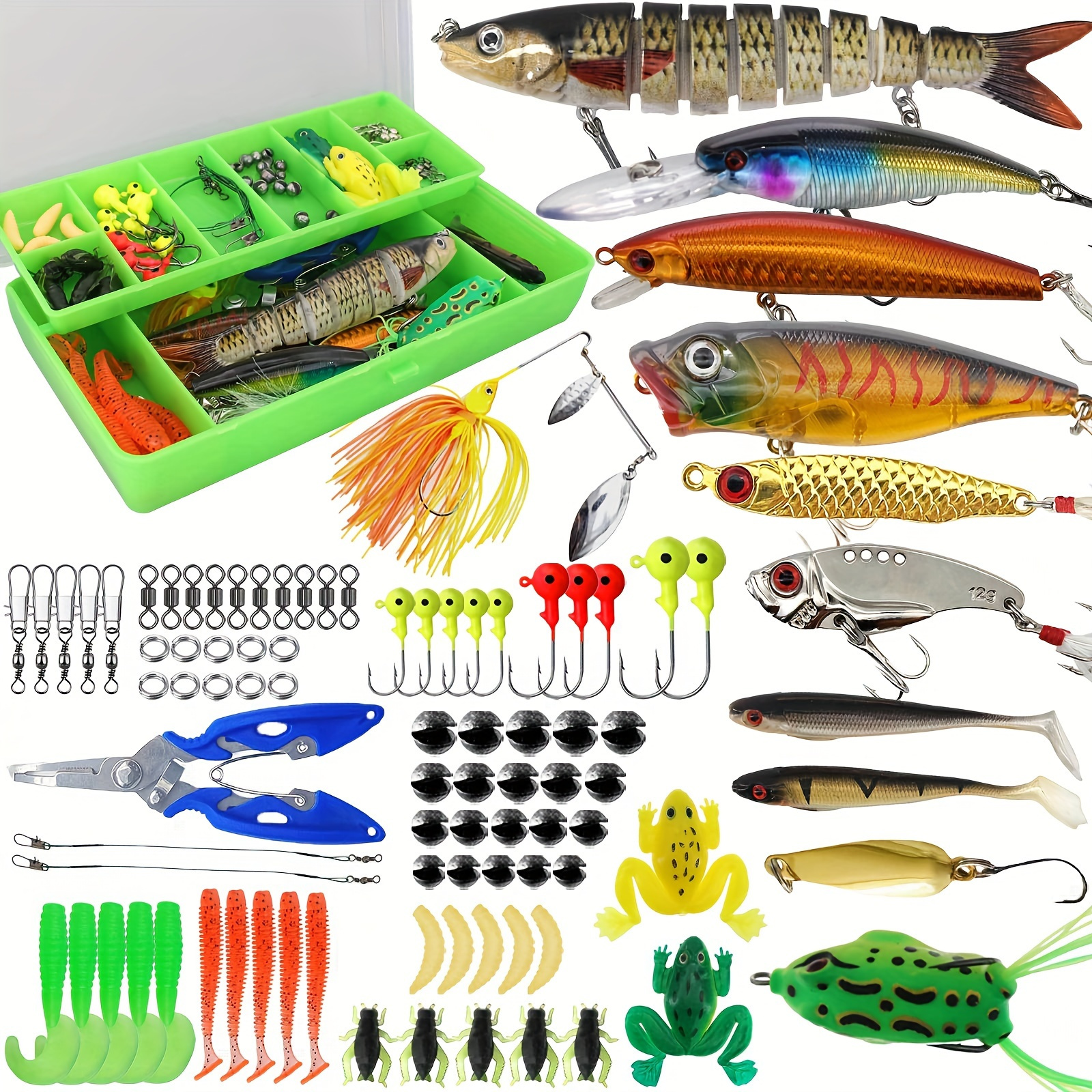 

92/84/78pcs Fishing Lures Tackle Box Bass Fishing Kit, Saltwater And Freshwater Lures Fishing Gear Including Fishing Accessories And Fishing Equipment For Bass, Trout, Salmon