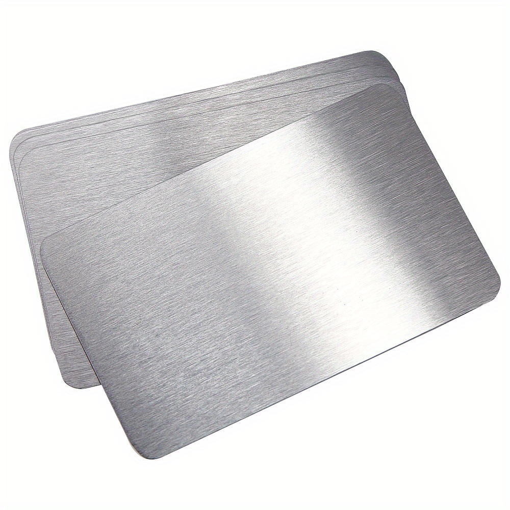 

8-piece Stainless Steel Cards, 3.35" X 2.19", Durable Metal Sheets For Crafts & Projects - Box Included