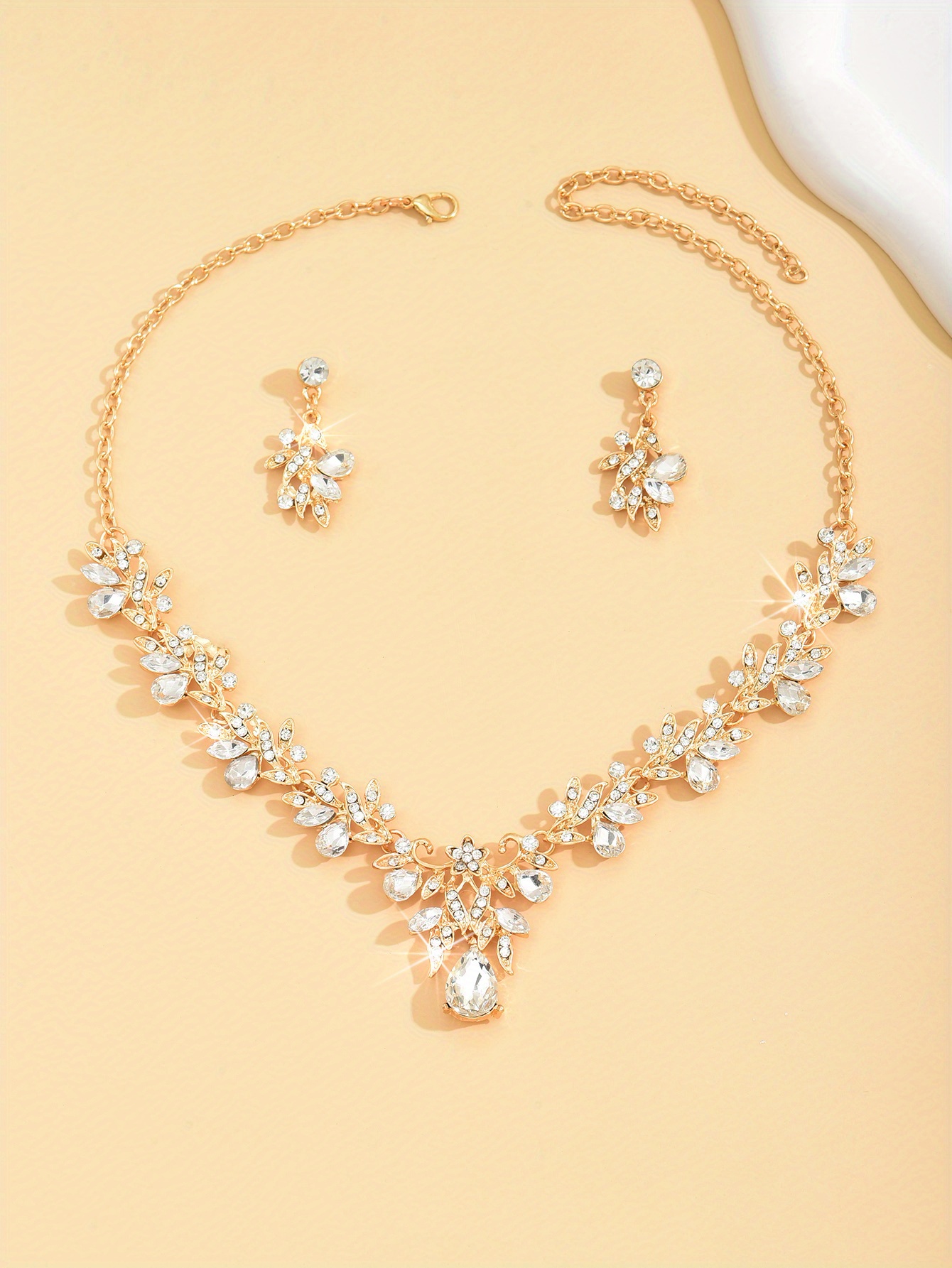 elegant 3pcs jewelry set with   accents silvery plated necklace and earrings   parties festivals details 0