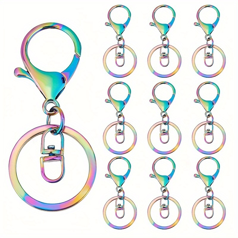 

organizational" 30-piece Rainbow Swivel Snap Hooks Set With Lobster Claw Clasps, 30mm Split Keychain Rings - Perfect For Diy Purse Straps, Bag Charms & Dog Leash Accessories