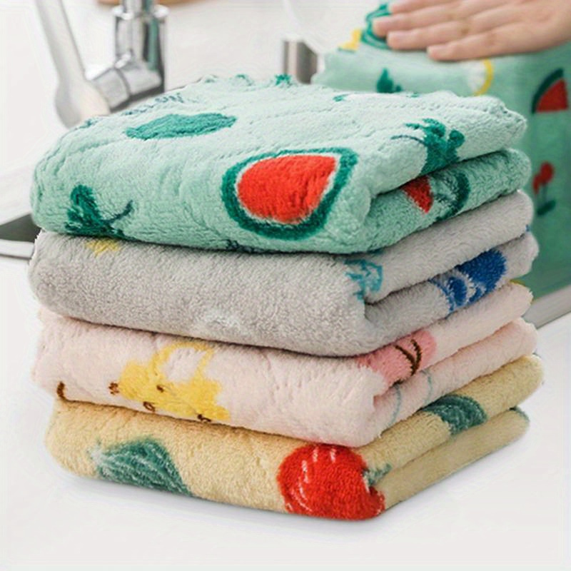 

5pcs Coral Fleece Dishcloths - Reusable, Quick-dry Cleaning Towels For Kitchen, Floors, Living Room & Car, Dishcloths, Coral Fleece, , Washable