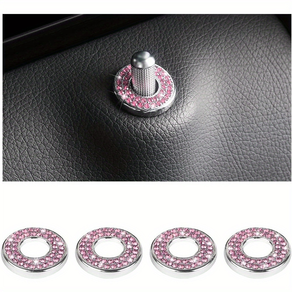 

4pcs Pvc Car Door Lock Pull Rod Bolt Cover - Bling Interior Decoration Stickers For C200l Glc260 C260l - Fashionable Auto Accessories For Women