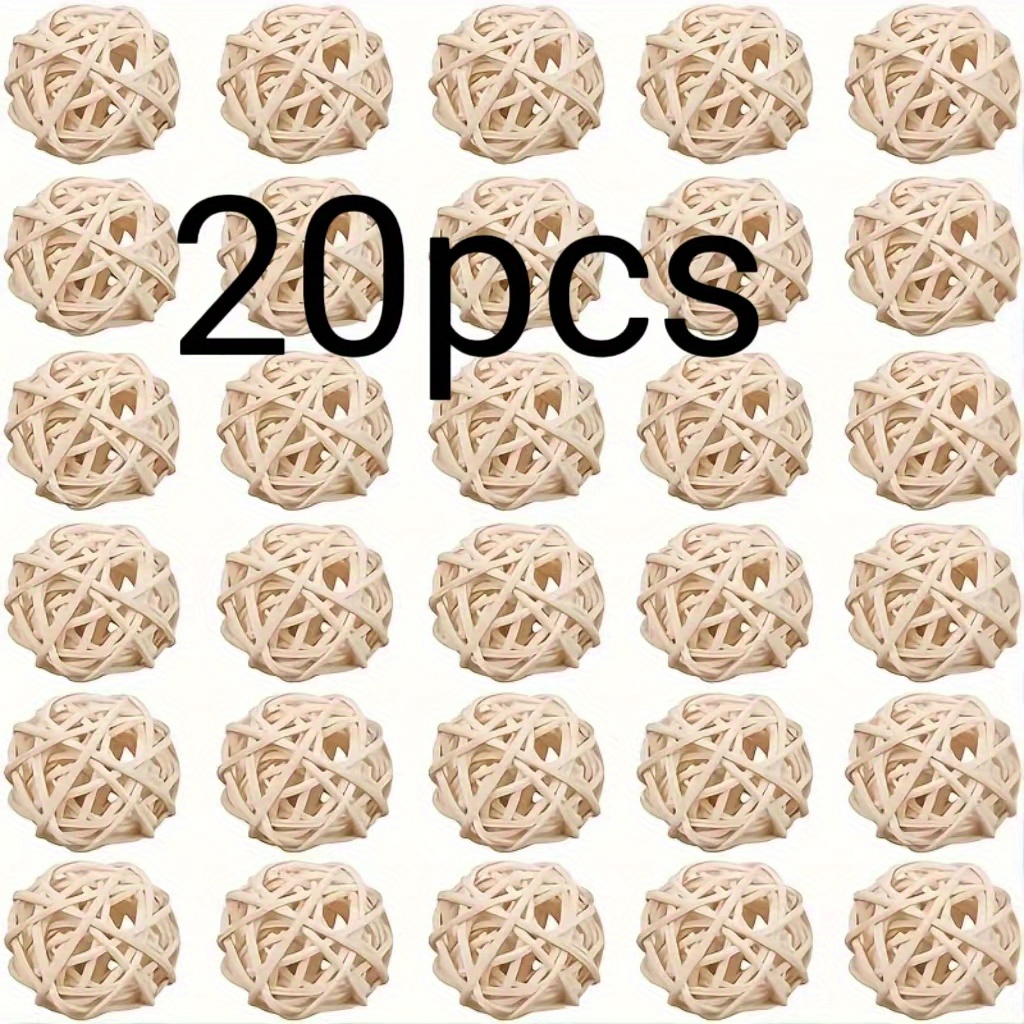 20pcs 1.18&quot; Natural Woven Rattan Balls - Fragrant, Decorative Orbs for Weddings, Christmas &amp; Valentine&#39;S Day, Easy-to-Use Wall Decor, Rattan Decor
